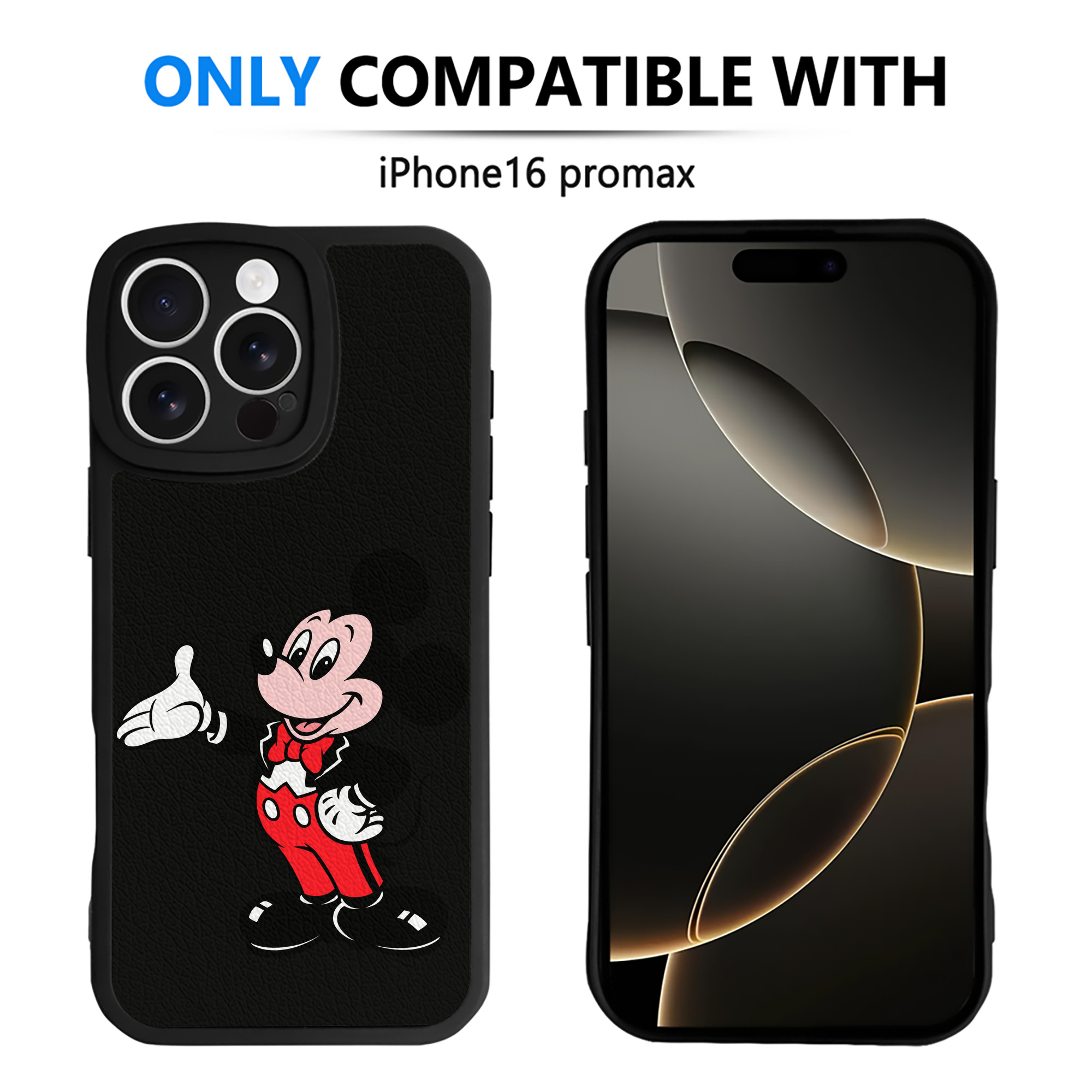 （画像用） ミッキーマウス Mickey Mouse 【iPhone 16シリーズ対応】シリコンスマホケース（レザー調） 材質：シリコン